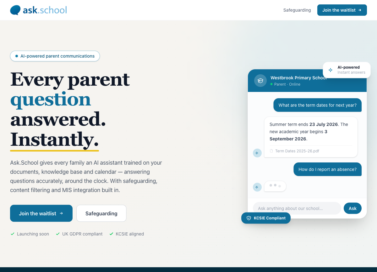 Ask.School — AI-powered parent communications for UK schools